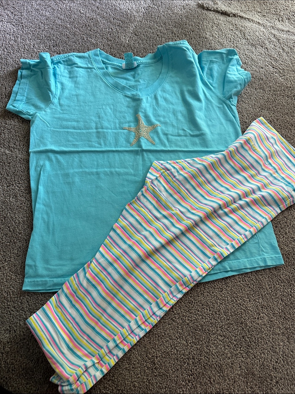 Fresh produce leggings large and turquoise top M